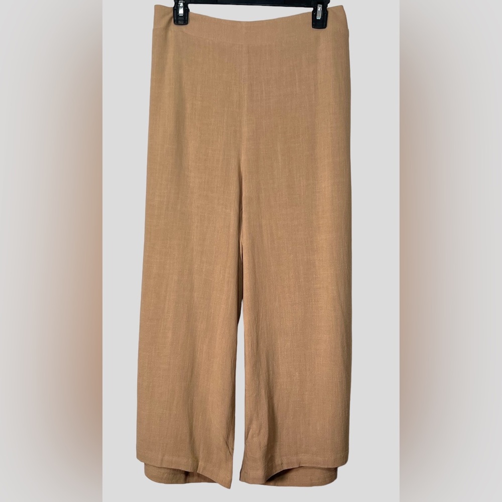 Maree Pour Toi Linen Blend Wide Leg Pants Tan/Brown Size 16